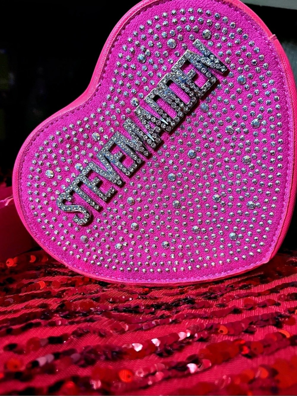 Steve Madden Heart Crossbody Bag Rhinestone Pink